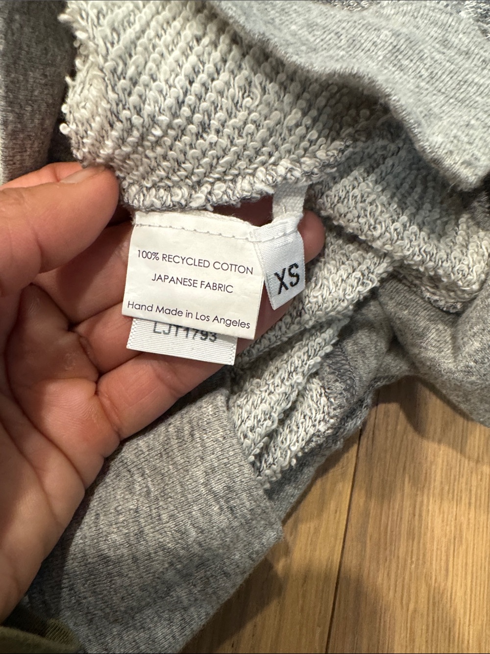 Enza Costa Gray Heather Raglan Sweatshirt with Light Shoulder Panels - Picture 4 of 5